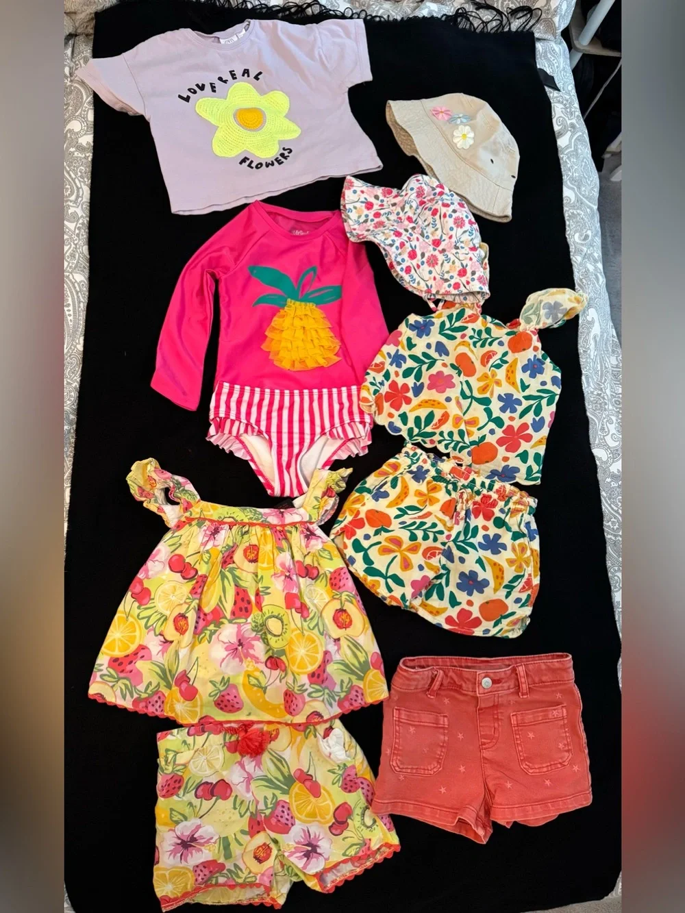Girls Mixed Summer Outfits Bundle - Bright Fruit & Floral Prints